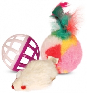 Набор игрушек для кошек (мяч, мышь, шар)